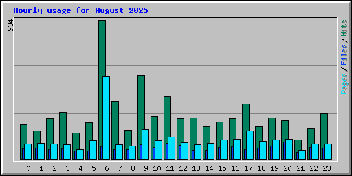 Hourly usage for August 2025